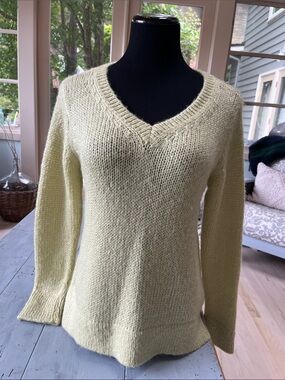 Wooden Ships Pale Yellow V-Neck Women's Sweater